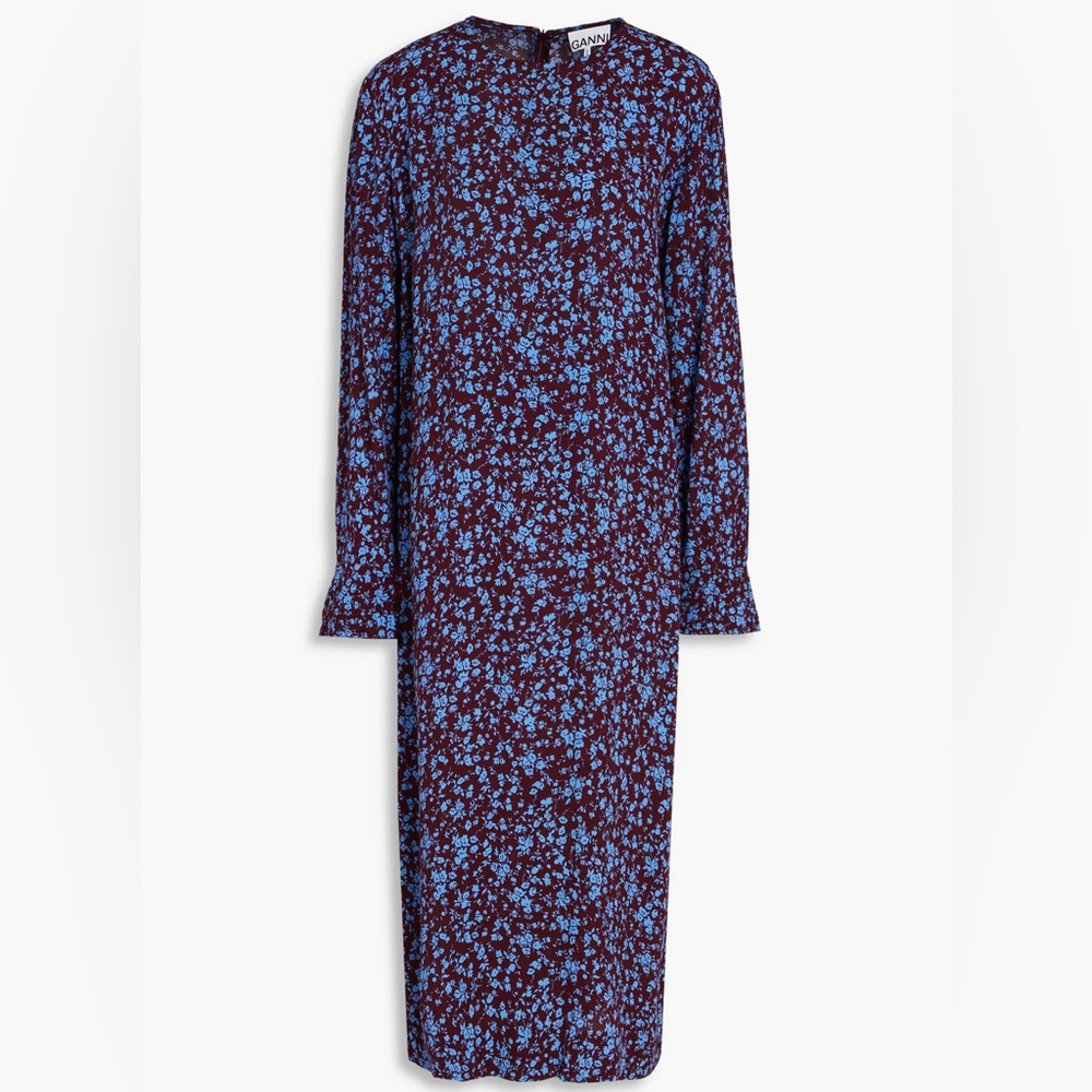 Floral-print crepe midi dress NEW